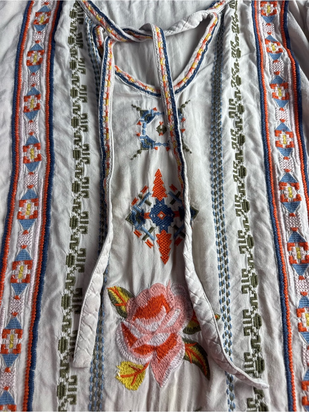 Andree by Unit Women’s 1X Embroidered Tunic Top Gray 70s HippieBoho Rayon - Picture 5 of 9